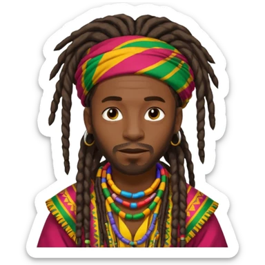 dreadlocks black african man with traditional african clothes sticker