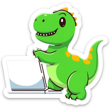 dinosaur using a computer sticker