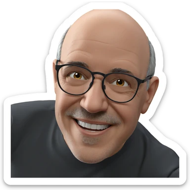 bald man with glasses smiling sticker