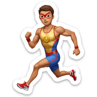 spiderman picking running a marathon with gold medal sticker