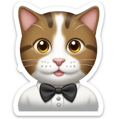 brown tabby cat with white paws and white tuxedo sticker