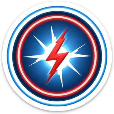 Red and blue lightening in a circle shape with effects like real lightening  sticker