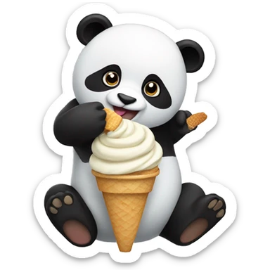 Panda eating ice cream sticker