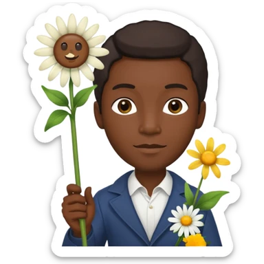 black man with daisy, scepter sticker