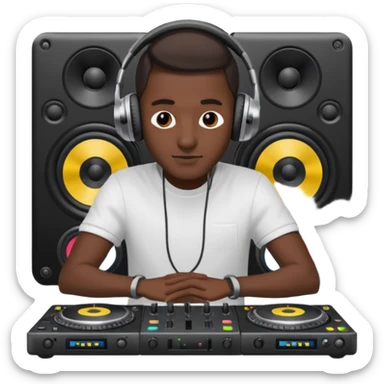 man dj with setup sticker