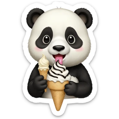 Panda eating ice cream sticker