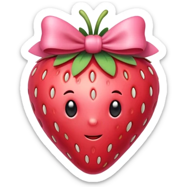 A strawberry with a bow cute pink  sticker
