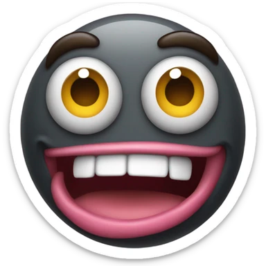 Freaky emoji rubbing hands together with tongue out on the side sticker