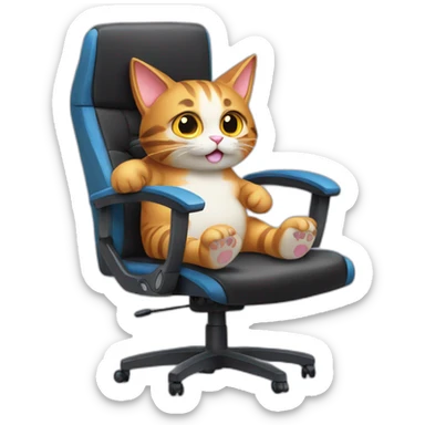 Cat Playing pc game sitting on gaming chair sticker