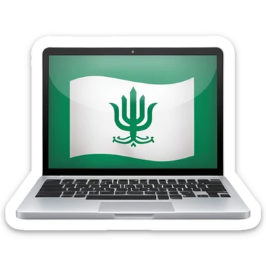 computer laptop with Saudi Arabia national emblem on screen sticker