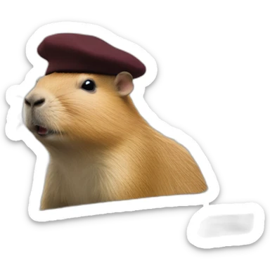 capybara with a beret in a peugeot 207 coupé cabriolet sticker