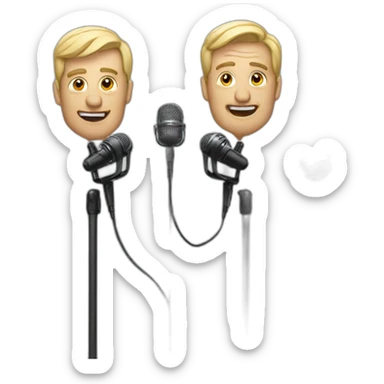 two men with microphones sticker