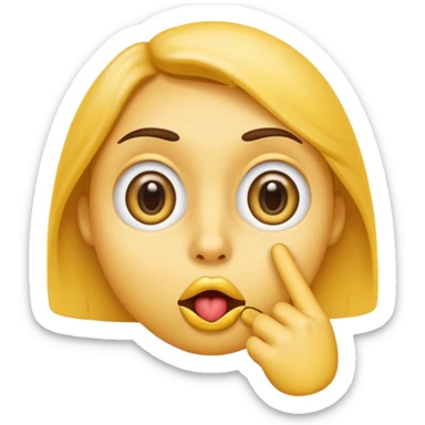 yellow emoji face with big eyes finger on lips in a shh gesture no accessories classic emoji look sticker