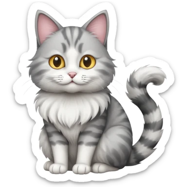 a grey and white cat sitting regally sticker