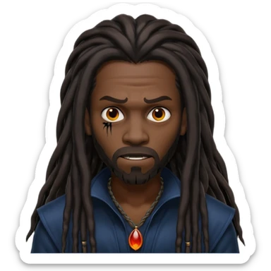 black mysterious rapper with long dreadlocks with evil and dark aura sticker