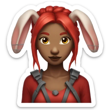 Red horned bunny girl with a barbed wire halo sticker