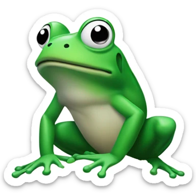 A frog sniffing a pile of flour sticker