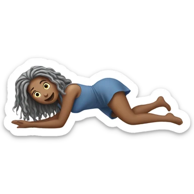 Curvy woman with gray locs falls from bed onto floor sticker