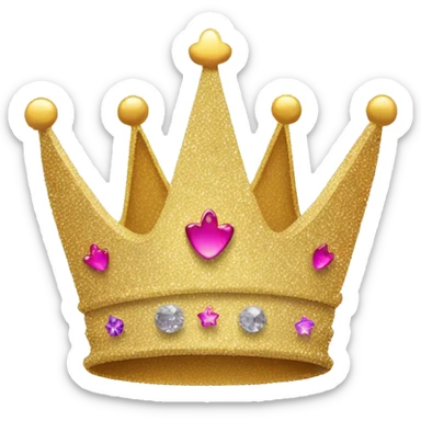 glittery crown with happy emotions on it sticker