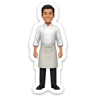 Filipino man chef uniform and black pants shoes sticker