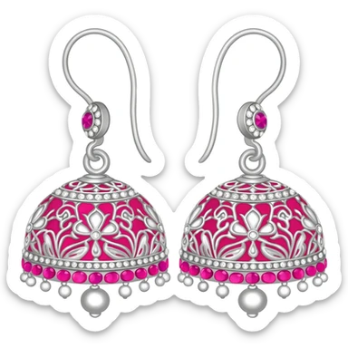 Jhumka pink+white colour with beautiful designs sticker