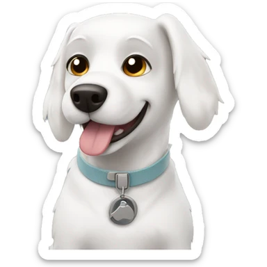 White dog on airplane sticker