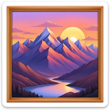 Mountains at sunset sticker