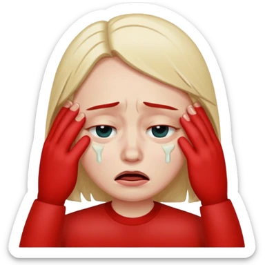 A person fake crying and rubbing their eyes sticker