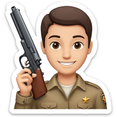Gun to smiling face  sticker