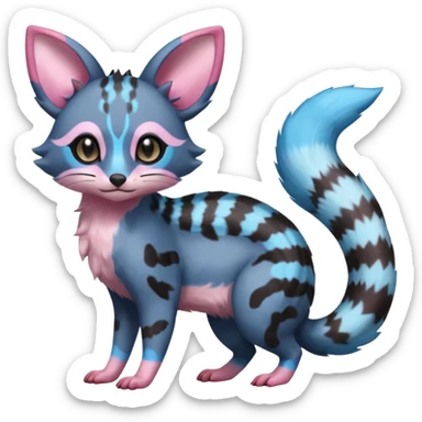 Rare realistic cute adorable epic aesthetic colorful Amaura-Sylveon-Civet-Genet-species-Fakemon-hybrid-creature, with markings, full body sticker