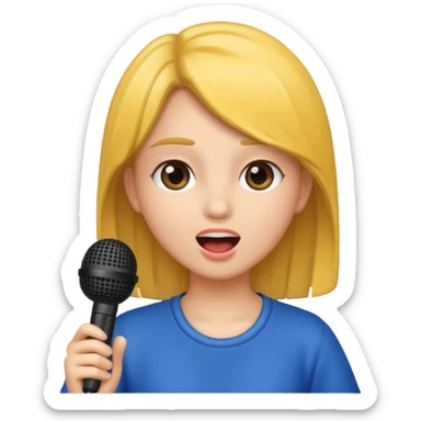 A girl singing with mic sticker