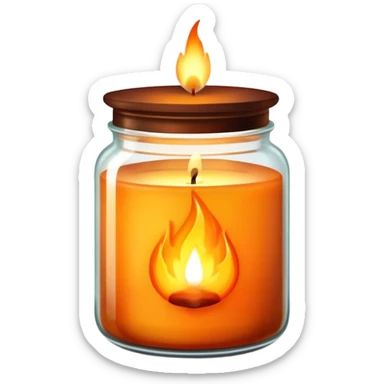 aesthetic scented candle with flame in a decorative glass jar sticker