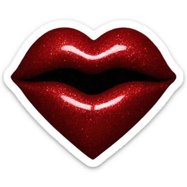 glittery dark red heart with lips underneath  sticker