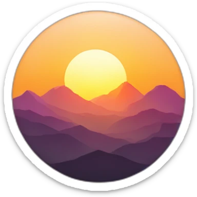 the sun setting behind the mountains sticker