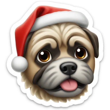 mops mit weihnachtsmütze sticker