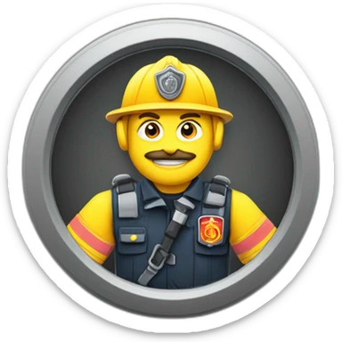 Feuerwehrmann, mit Atemschutz auf Leiter sticker