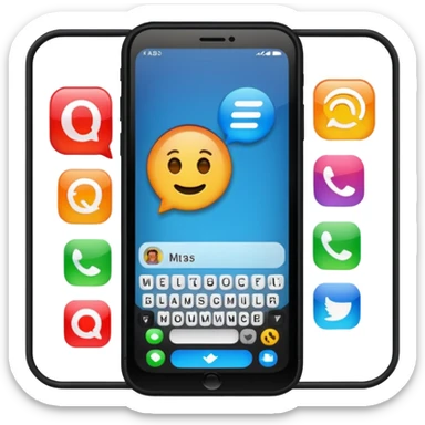 phone with open messenger app, new message visible, colorful accents sticker