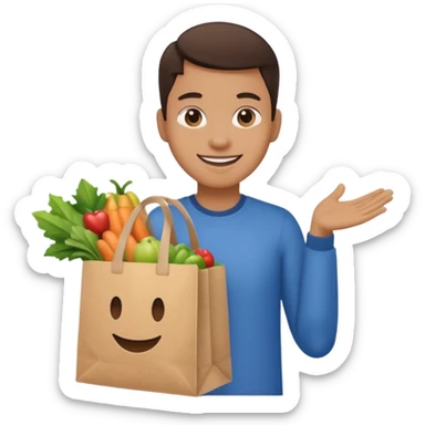holding a grocery shopping sticker