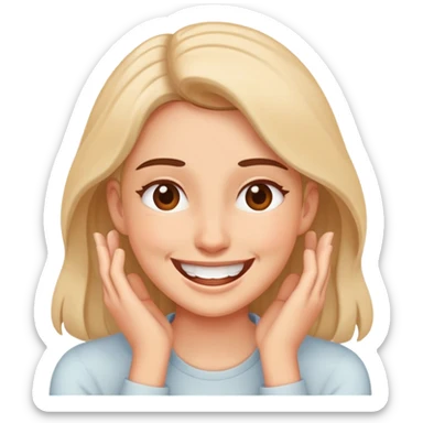 Women chocking herself out of stress but smiling sticker