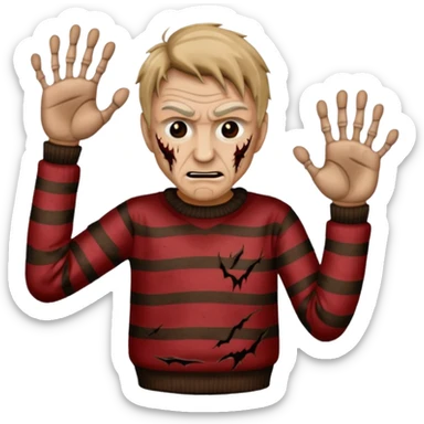 Freddy Kruger emojie with claw hand to sticker