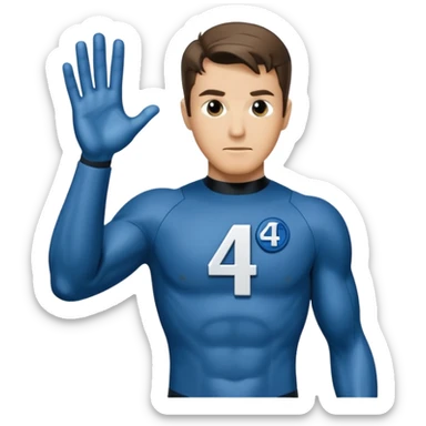 reed richards from fantastic four with the number 4 on chest sticker