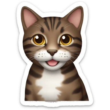 smiling dark brown tabby cat sticker