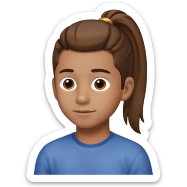 boy with ponytail, 3/4 view sticker