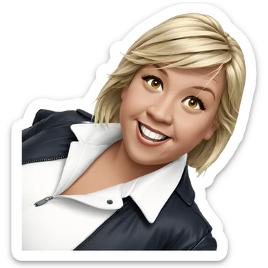 smiling blonde girl in jacket sticker
