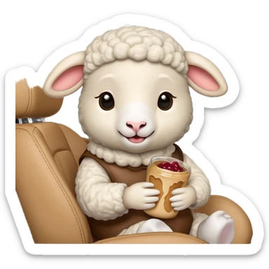 cute baby sheep eating peanut butter and jelly driving in a bmw x1 sticker