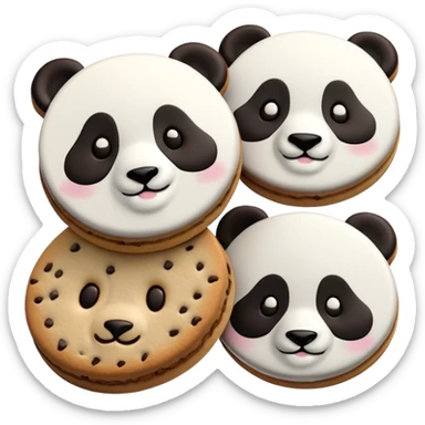 Chocolate biscuit with cute panda face design like Hello Panda cookie, round biscuit with panda face stamped on top sticker