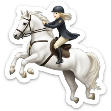 white-hourse-with-jumping-compelition-rider—japanese-girl sticker