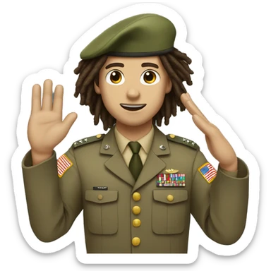 military salute with dreads white guy brown hair long curly hair sticker