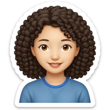 asian girl with young curly hair sticker