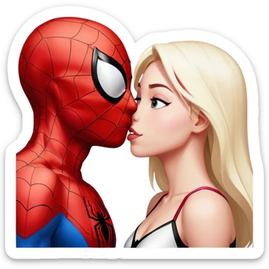 Spiderman and Spider-Gwen kissing sticker